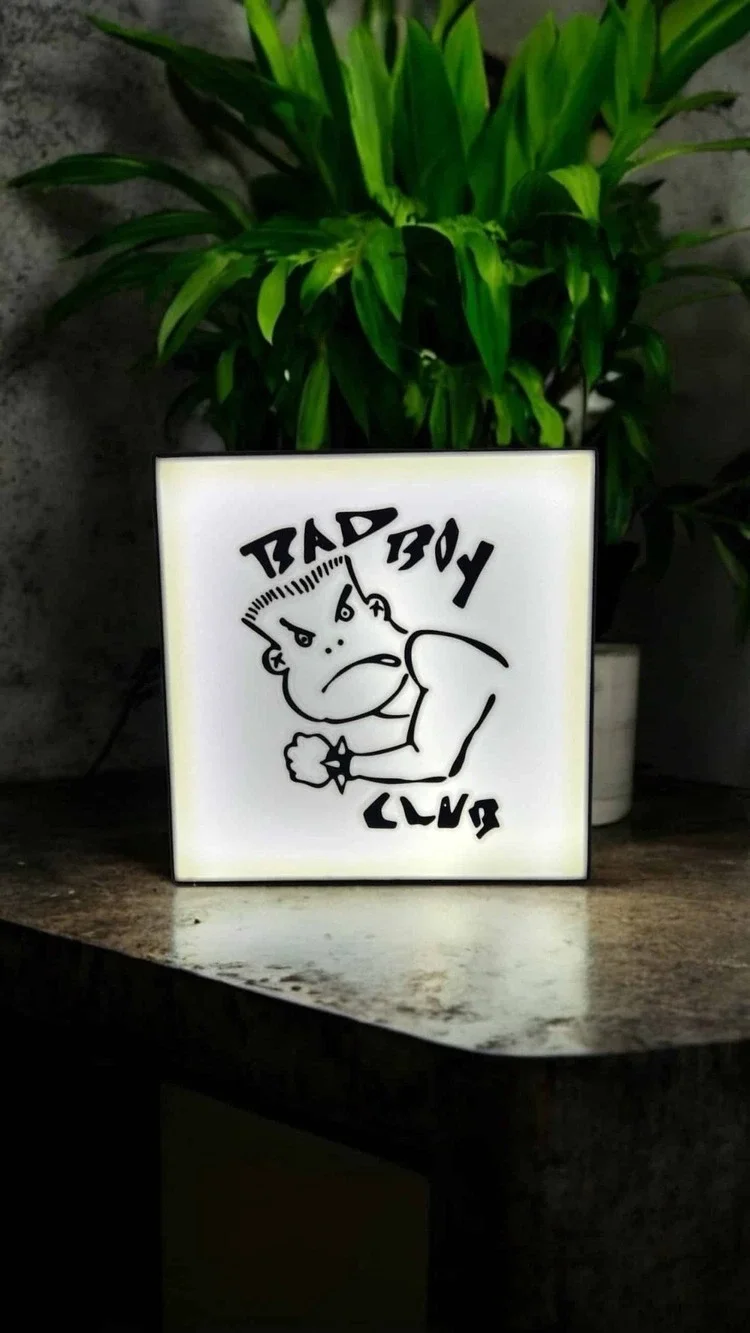 Bad Boy Club Retro LED Light Box 3D Printed PLA Plastic with Power Switch 8.5”